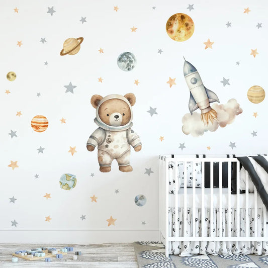 Astronaut Bear Wall Stickers – Dream Big, Little Explorer