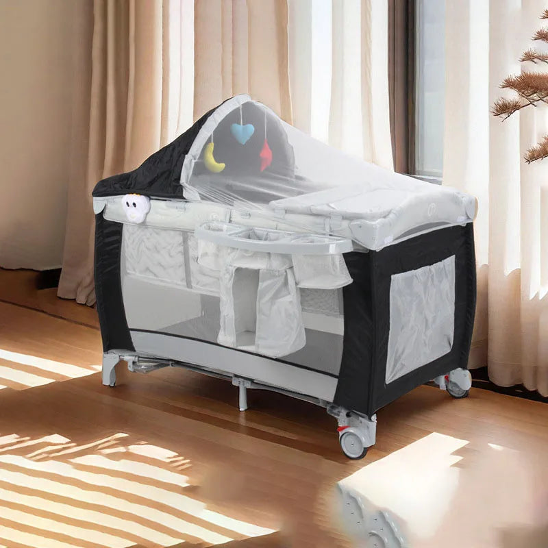 Multifunctional Newborn Baby Crib with Diaper Table & Mosquito Net