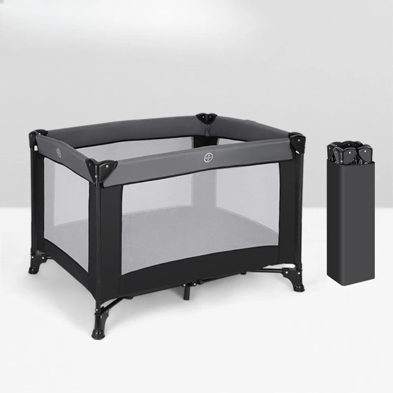 Portable Playpen Bed with Protective Fence, Foldable Safety Crib for Toddler, Multifunctional Baby Bed and Home Activity Center