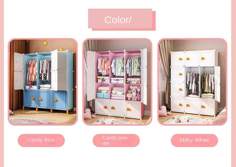 Modern Household Wardrobe Bedroom Furniture Organizer Rack Multilayer Plastics Storage Cabinets Of Collapsible Children Locker