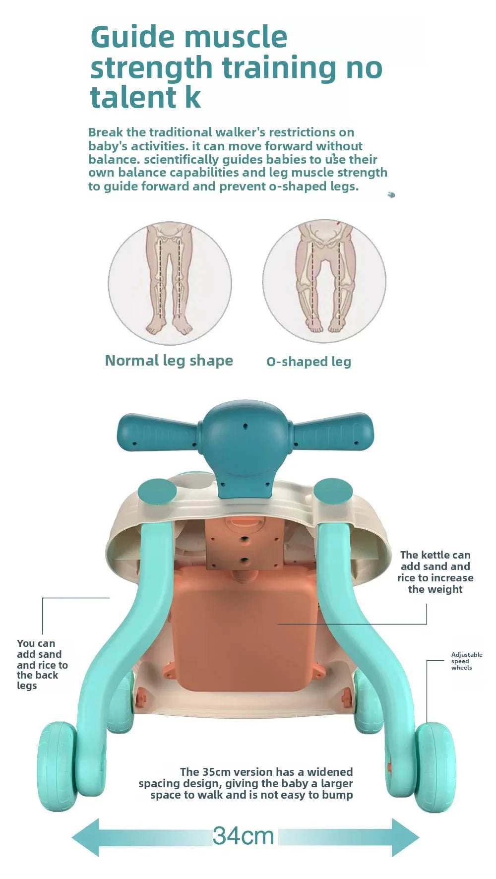 Three-in-One Early Education Baby Walker Stroller Steerable Anti-Tip Multifunctional Toddler Toy Car for Babies Learning to Walk