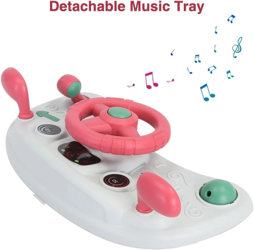 2 in 1 Baby Walker, Toddler Baby Push Walker with Removable Feeding Tray and Music Tray(Without Battery), Foldable Walker