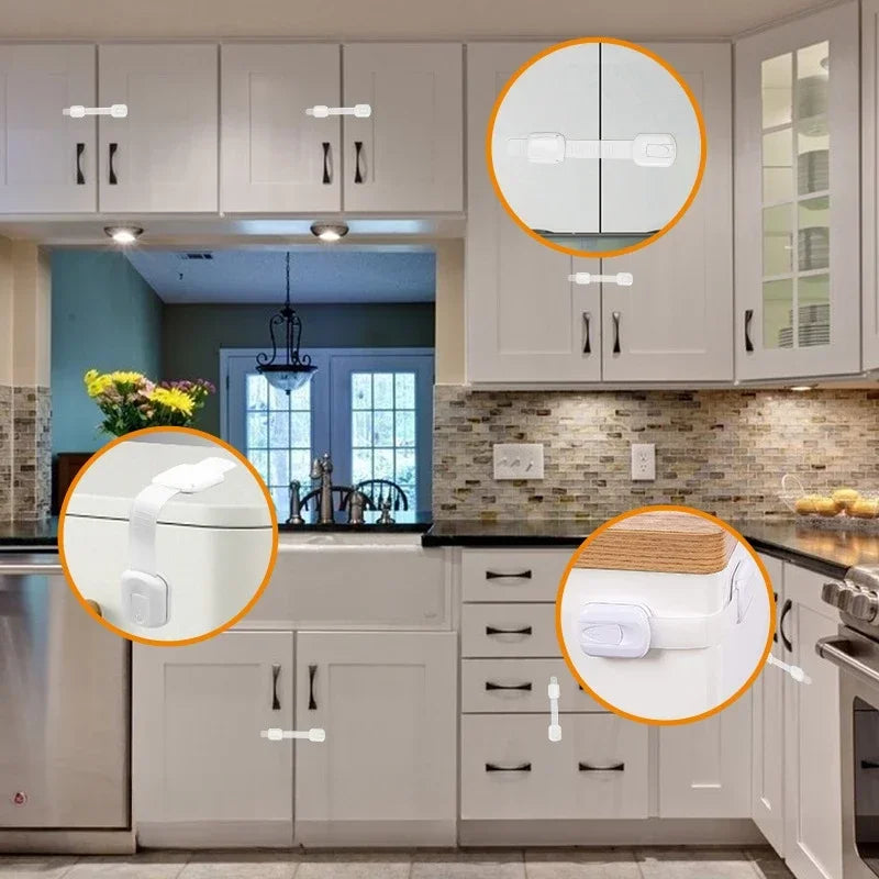 Baby Safety Lock Drawer Child Safety Cabinet Locks Adhesive Cabinet for Drawer Door Latches Baby Safe Straps Child Door Security