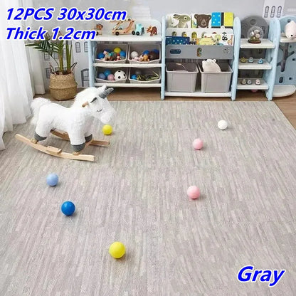 Wood Grain Foam Play Mat – Style Meets Safety 12pcs
