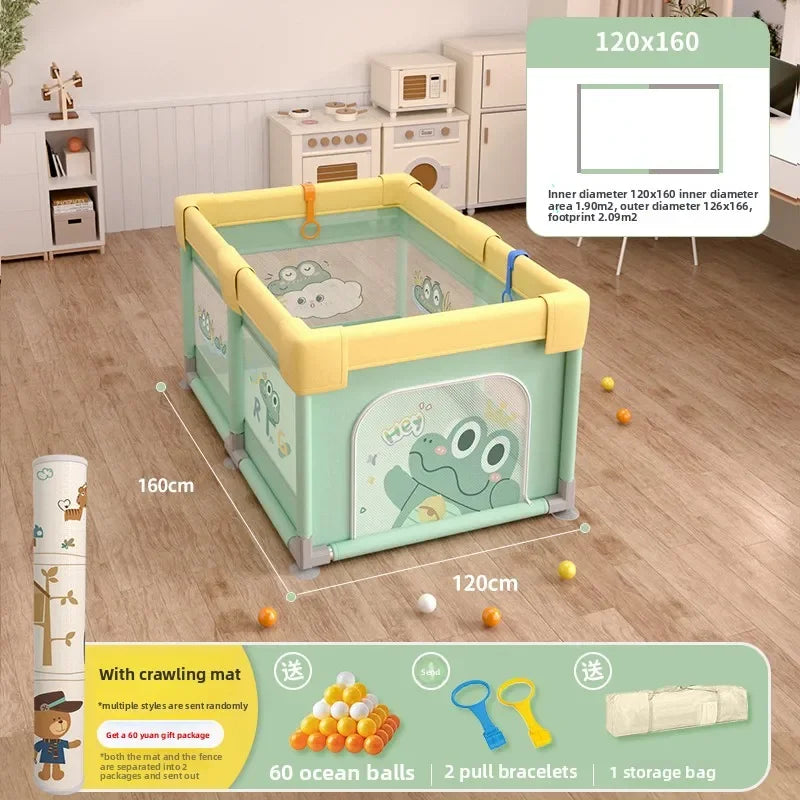 Safety Fence Foldable Baby Playpen Indoor Toddler Activity Area Crawling Mat Easy Assembly Non-Toxic Materials Indoor Playground