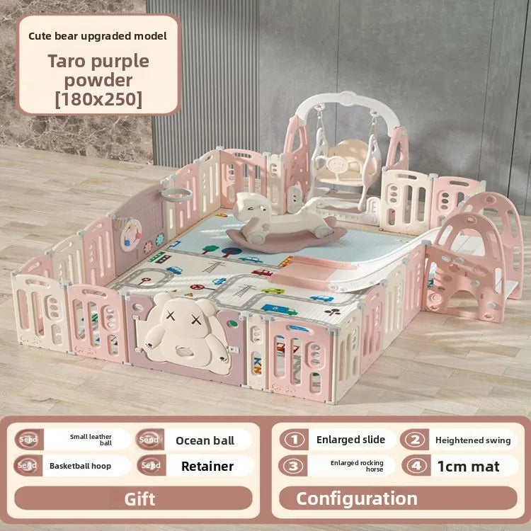 Kids Indoor Safety Playpen Foldable Baby Barrier Slide Swing Fun Activity Center Toddlers Home Use Secure Protective Play Area