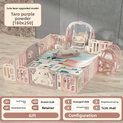 Kids Indoor Safety Playpen Foldable Baby Barrier Slide Swing Fun Activity Center Toddlers Home Use Secure Protective Play Area