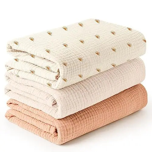 Baby cotton yarn quilt three-piece wrapping towel newborn six-layer wrapping blanket