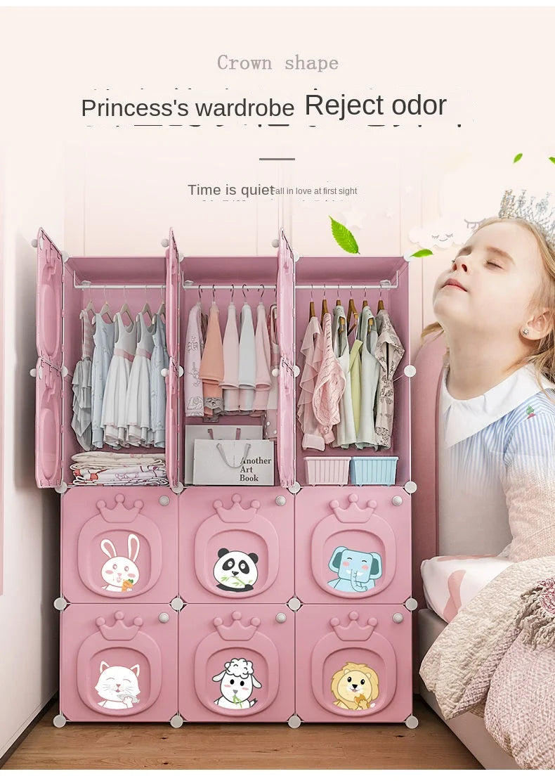 Modern Simplicity Children Bedroom Furniture Folding Wardrobe Cabinets Storage Locker Plastic Collapsible Box Clothes Closet