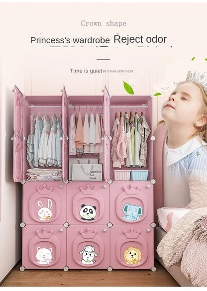 Modern Simplicity Children Bedroom Furniture Folding Wardrobe Cabinets Storage Locker Plastic Collapsible Box Clothes Closet