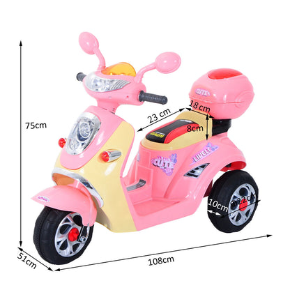 Electric Kids Ride-On Scooter Tricycle – Pink