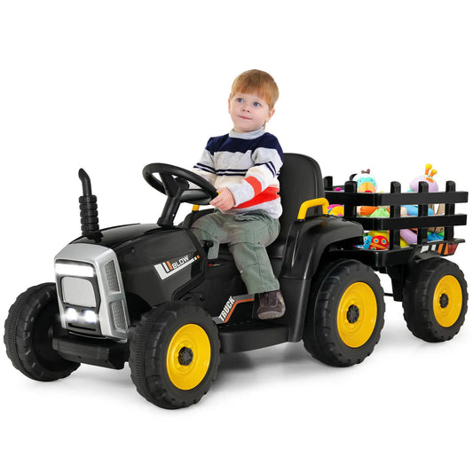 BabyBlush 12V Kids Ride-On Tractor with Trailer