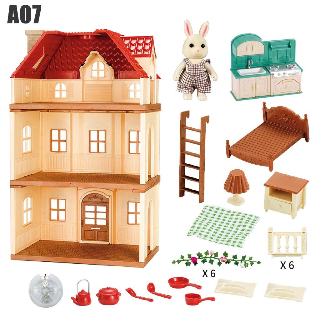 Forest Family Dream Dollhouse Villa – 3-Storey Playset