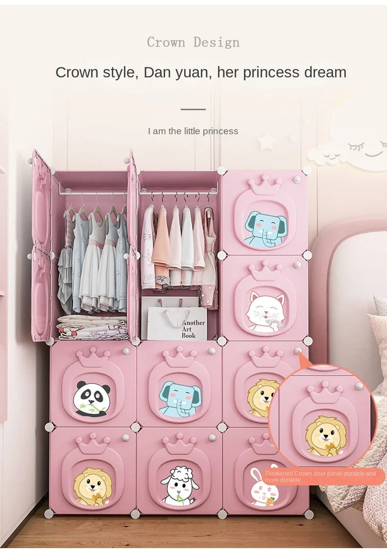Modern Simplicity Children Bedroom Furniture Folding Wardrobe Cabinets Storage Locker Plastic Collapsible Box Clothes Closet