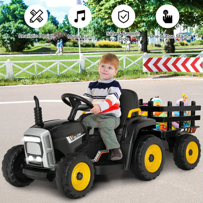 BabyBlush 12V Kids Ride-On Tractor with Trailer