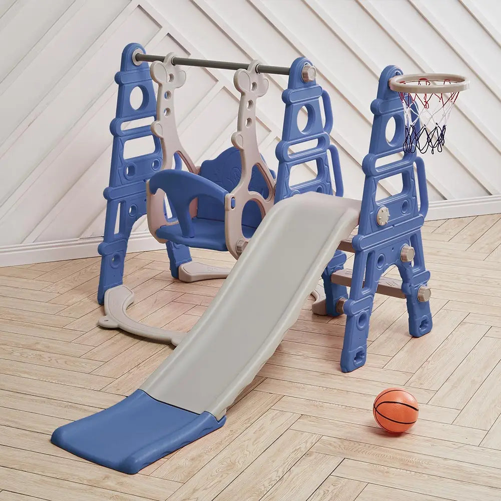 BabyBlush Toddler Swing, Slide & Basketball Playset