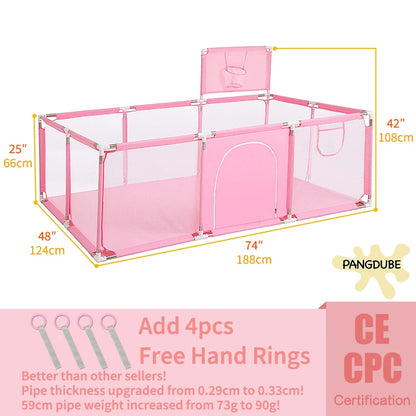 PANGDUBE Baby Playpen for Children Play Area Baby Playground 6 Month~6 Years Old Kids Ball Pit Playpen Indoor Baby Safety Fence