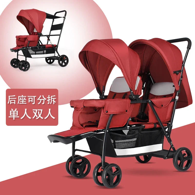 2025The Twin Strollers Sit Back and Forth in The Wheelbarrow, The Size of The Trolley, The Twin Trolley Can Sit and Lie Down.