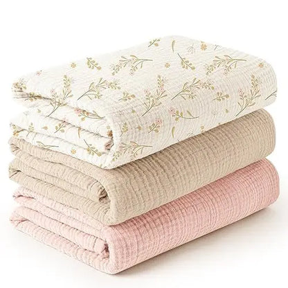 Baby cotton yarn quilt three-piece wrapping towel newborn six-layer wrapping blanket