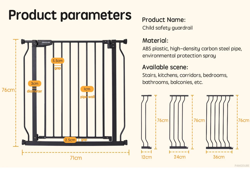 75~147cm Fence Playpen Baby Gate Children's Safety Barrier Stair Security Door for Dogs Pressure-mounted Baby Safety Gate