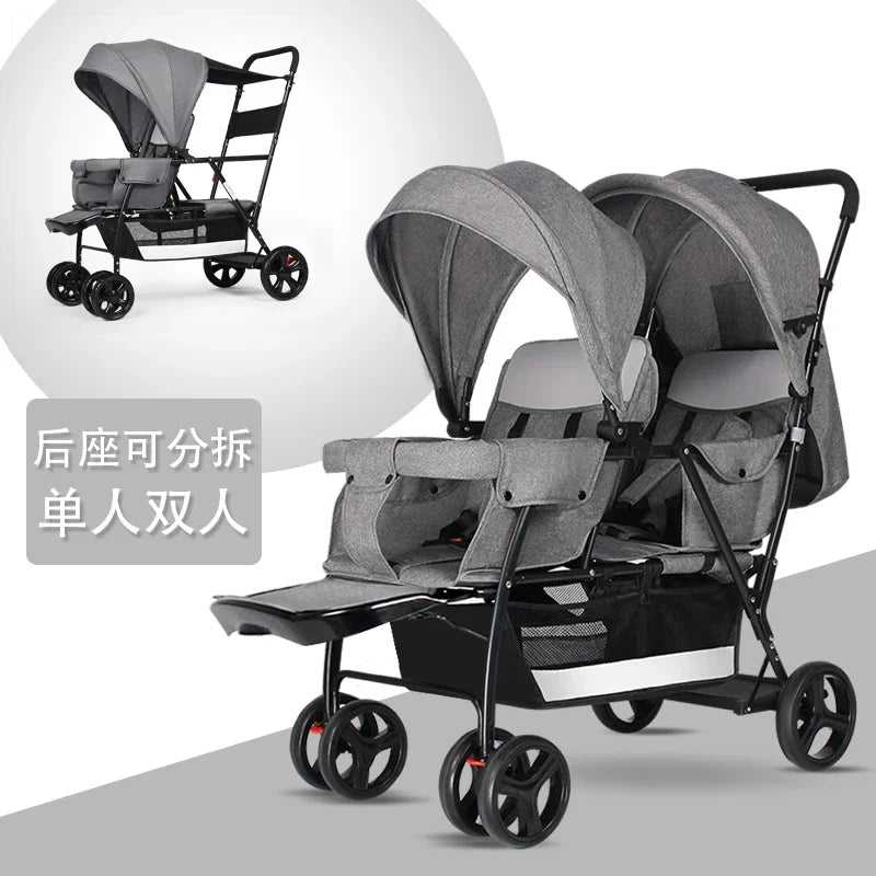 2025The Twin Strollers Sit Back and Forth in The Wheelbarrow, The Size of The Trolley, The Twin Trolley Can Sit and Lie Down.