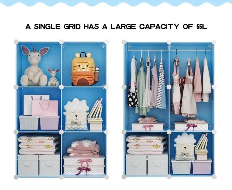 Diy Foldable Bedroom Organizer Closet Baby Wardrobe Plastic Kids Plastic Storage Cabinet Wardrobe For Clothes