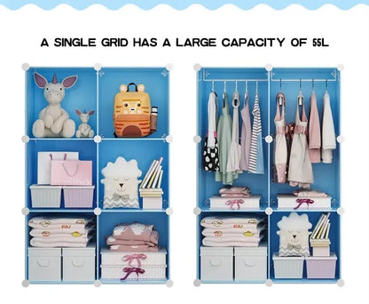 Diy Foldable Bedroom Organizer Closet Baby Wardrobe Plastic Kids Plastic Storage Cabinet Wardrobe For Clothes