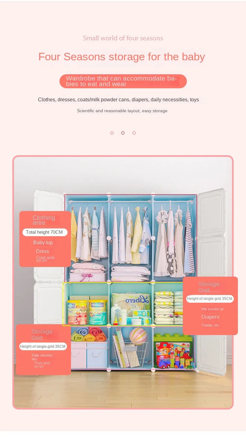 Modern Household Wardrobe Bedroom Furniture Organizer Rack Multilayer Plastics Storage Cabinets Of Collapsible Children Locker