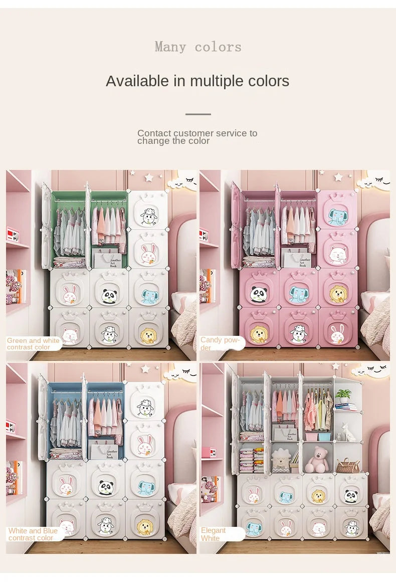 Modern Simplicity Children Bedroom Furniture Folding Wardrobe Cabinets Storage Locker Plastic Collapsible Box Clothes Closet