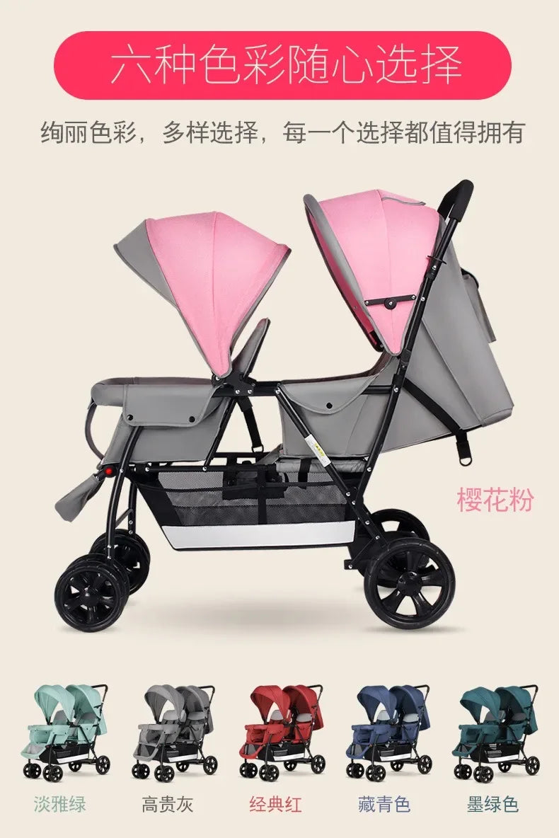 2025The Twin Strollers Sit Back and Forth in The Wheelbarrow, The Size of The Trolley, The Twin Trolley Can Sit and Lie Down.