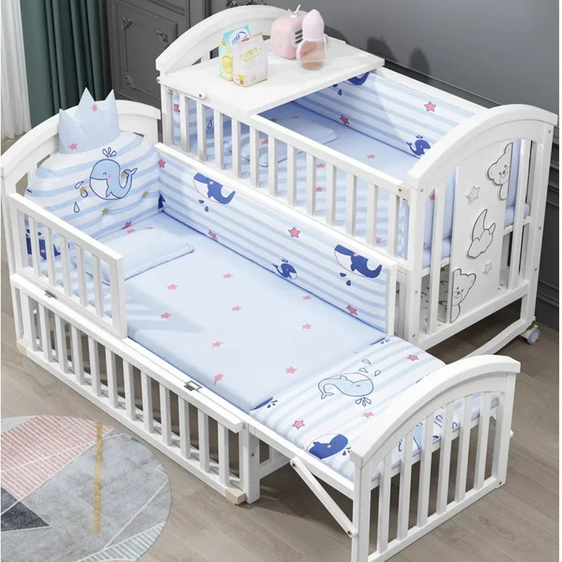Timeless Solid Wood Baby Crib & Convertible Splicing Bed