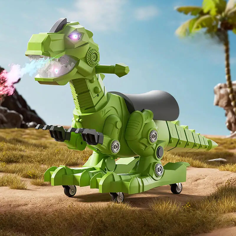 Dinosaur Ride-On Toy with Lights, Music & Mist Spray