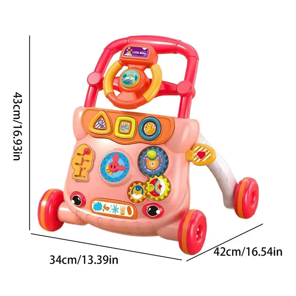 Babies Walker with Wheels Stand Learning Activities Developmental Multi-functional Toddler Trolley Hand Push Walker