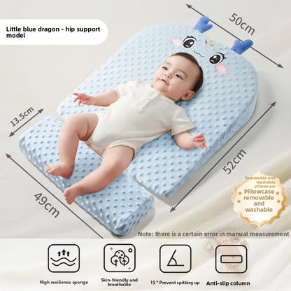 Baby Slope Pillow - Breathable Newborn Pillow for Preventing Milk Choking and Spitting Up - Lying-Down Feeding and Sleeping Aid