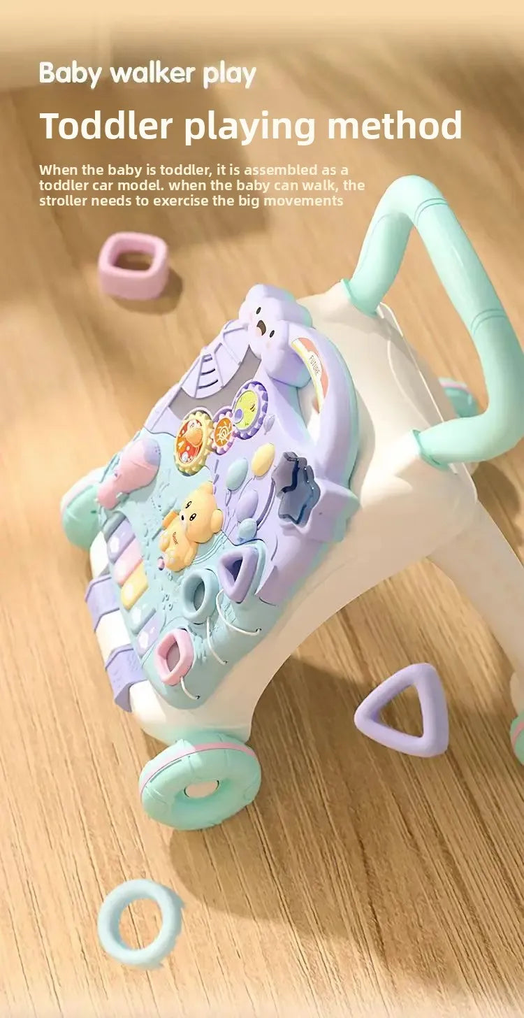 Anti-Tip Baby Walker Push Cart Toy for Learning to Walk 3-18 Months Hand Push Step Assisting Child Development Products