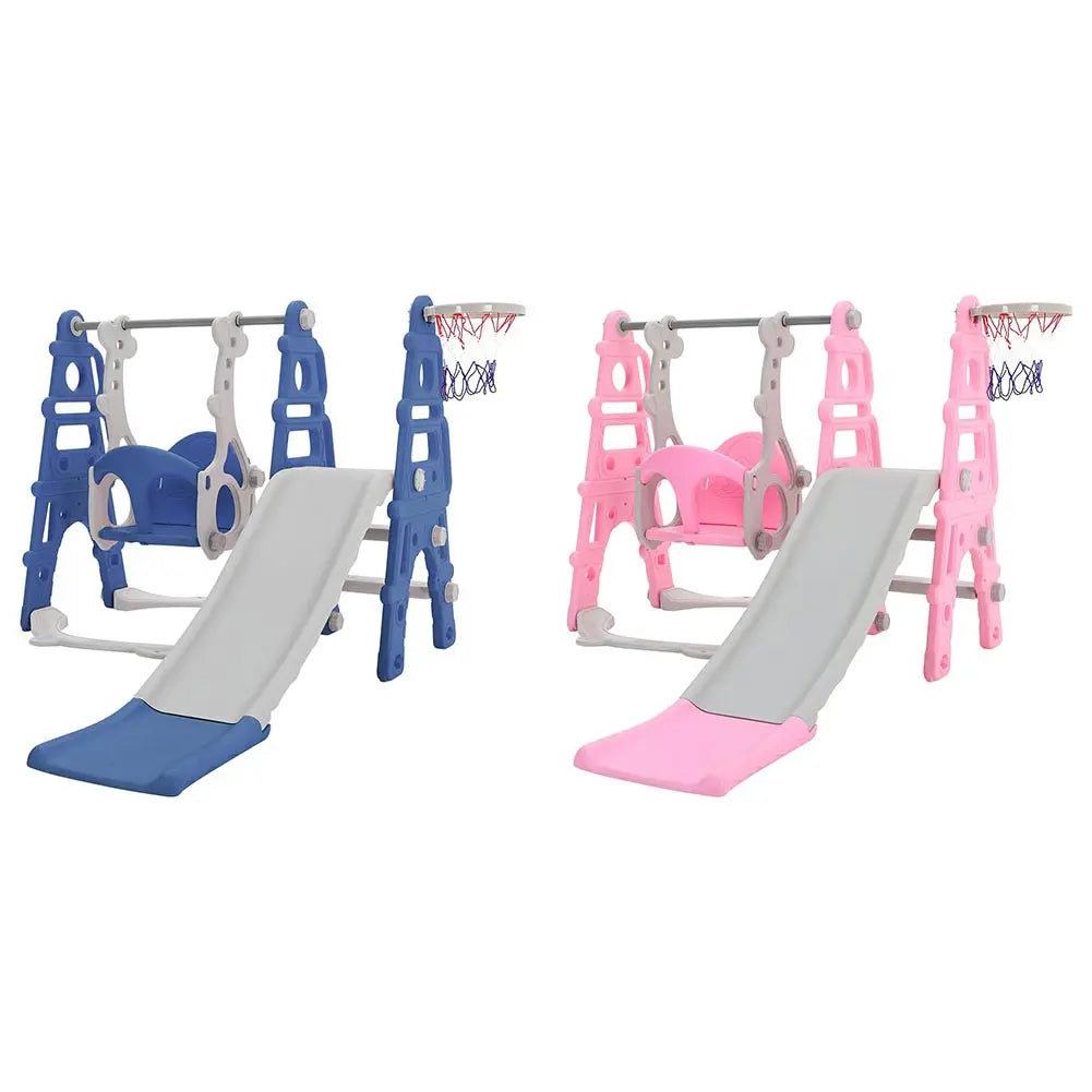 BabyBlush Toddler Swing, Slide & Basketball Playset