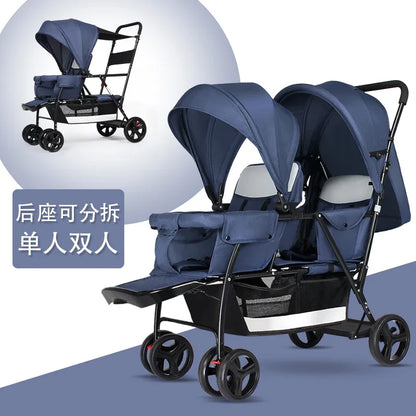 2025The Twin Strollers Sit Back and Forth in The Wheelbarrow, The Size of The Trolley, The Twin Trolley Can Sit and Lie Down.