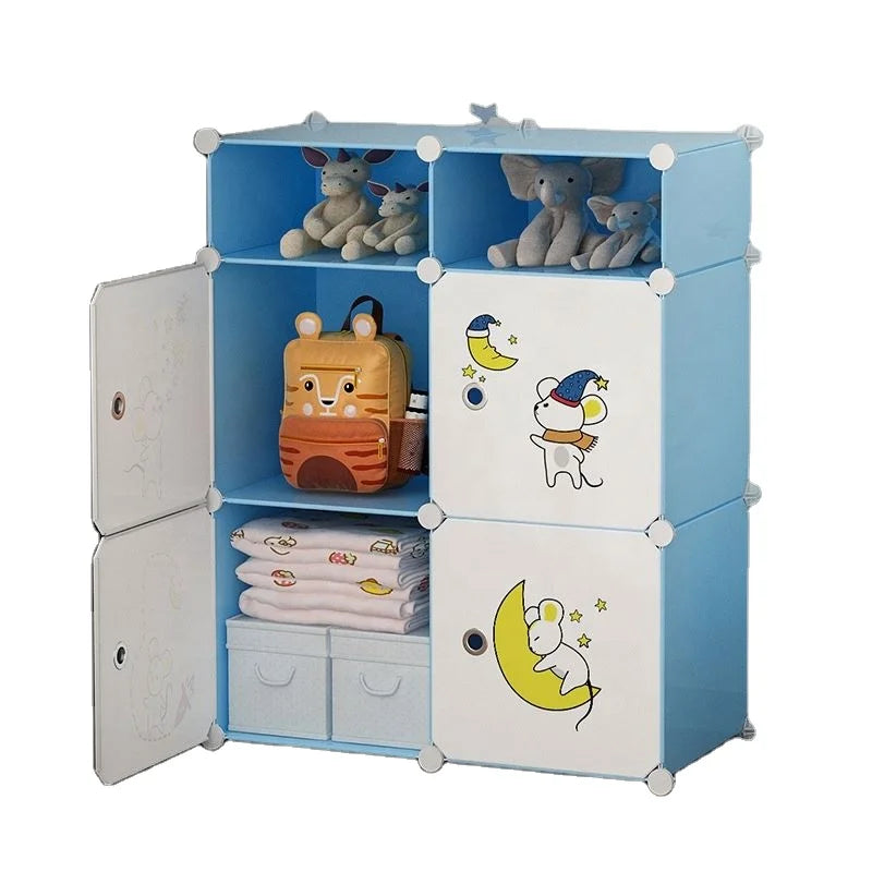 Diy Foldable Bedroom Organizer Closet Baby Wardrobe Plastic Kids Plastic Storage Cabinet Wardrobe For Clothes