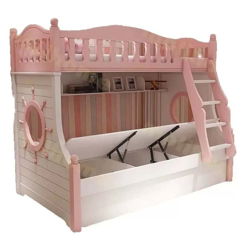 Solid Wood Full Over Twin & Twin Bunk Bed with Built-In Storage Drawers