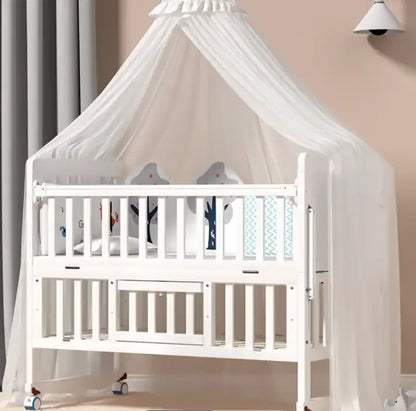 European Style 6-in-1 White Wooden Baby Crib