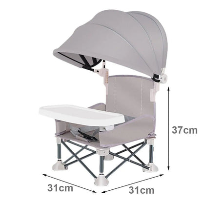 Foldable Baby Feeding Booster Seat with Tray & Sunshade