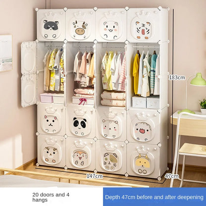 Modern Simplicity Children Bedroom Furniture Folding Wardrobe Cabinets Storage Locker Plastic Collapsible Box Clothes Closet