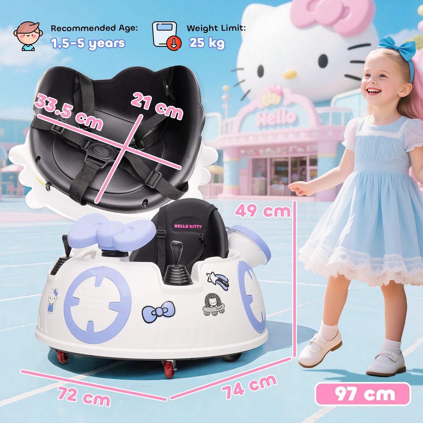 Hello Kitty Ride-On Bumper Car for Kids
