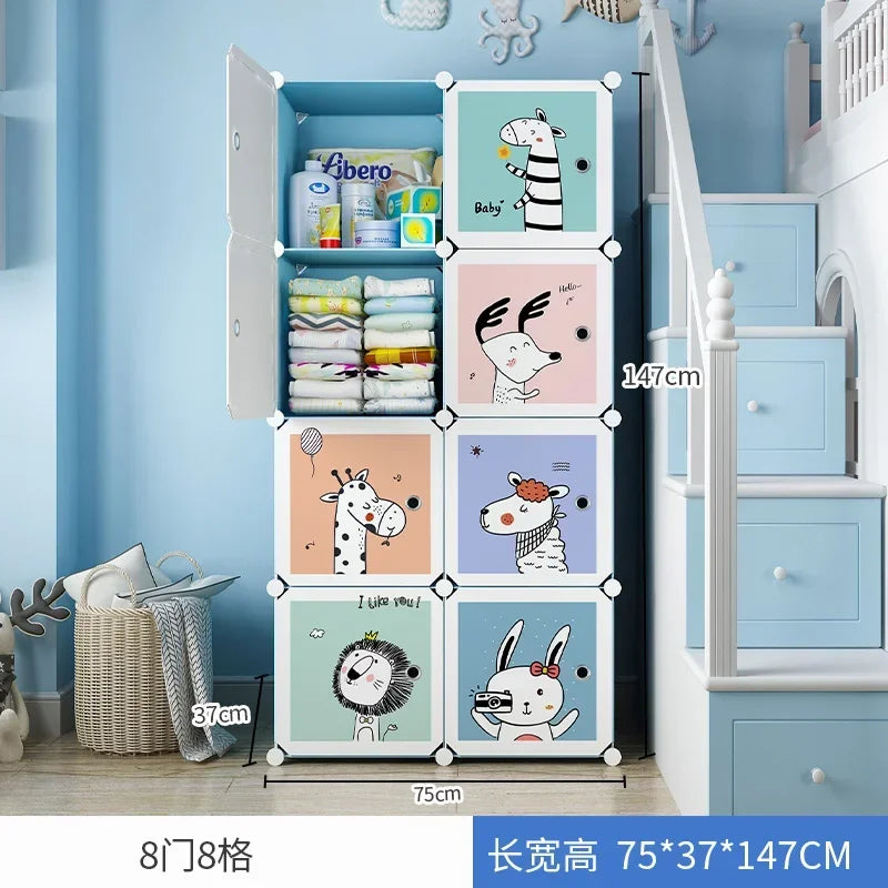 Baby Storage Organizer Wardrobe Dressers Closet Cube Wardrobe Plastic Armarios Para Sala De Estar Bedroom Furniture LQXP