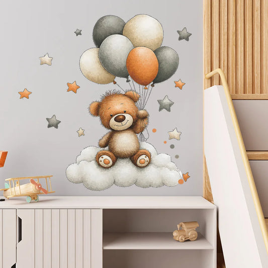 Dreamy Bear Balloon Wall Stickers – Soft, Sweet & Magical