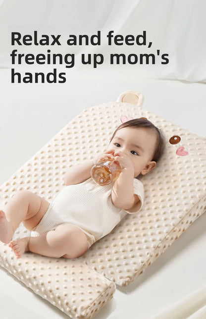 Baby Slope Pillow - Breathable Newborn Pillow for Preventing Milk Choking and Spitting Up - Lying-Down Feeding and Sleeping Aid