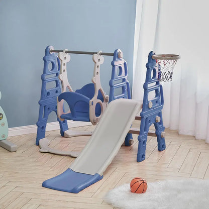 BabyBlush Toddler Swing, Slide & Basketball Playset