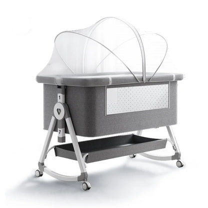 Multifunctional Baby Crib – Adjustable Height, Foldable & Movable