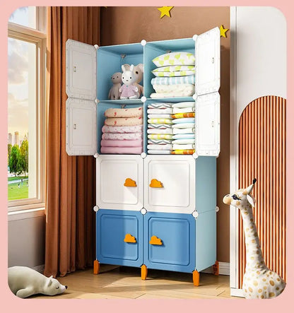 Modern Household Wardrobe Bedroom Furniture Organizer Rack Multilayer Plastics Storage Cabinets Of Collapsible Children Locker