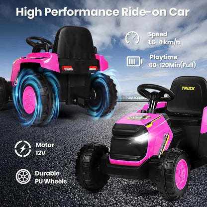 12V Kids Electric Tractor Ride-On with Detachable Trailer